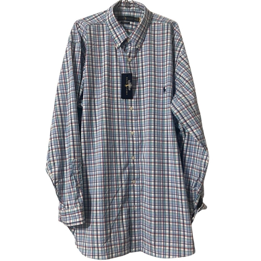 NEW Ralph Lauren Performance Button Down Collar Shirt in Muti-Color Plaid Sz 2XB